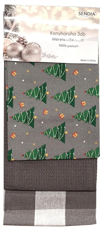 Noel grey pamut konyhai edénytörlő 3db
