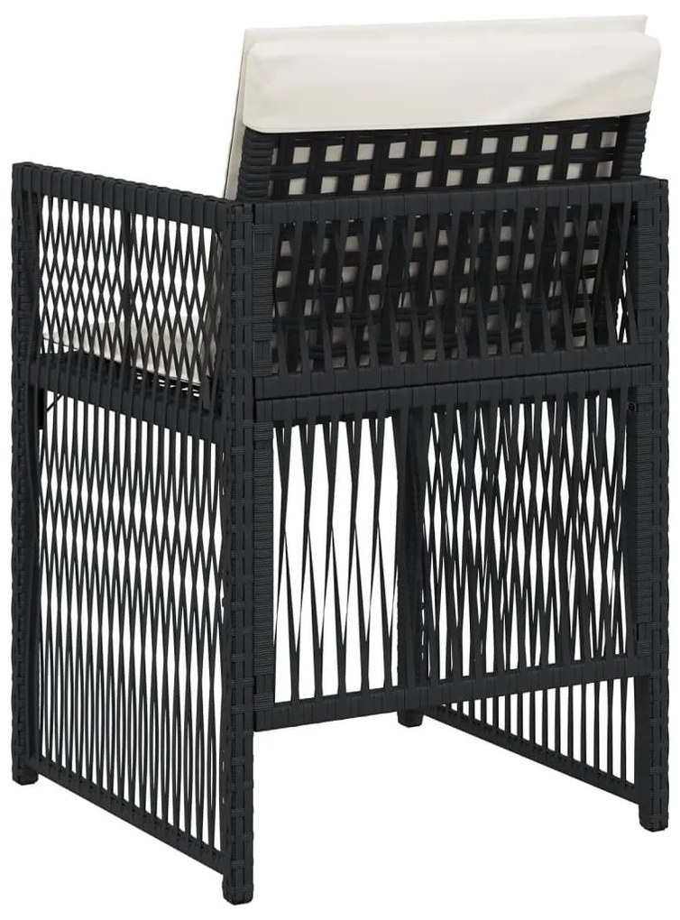 4 db fekete polyrattan kerti szék párnával