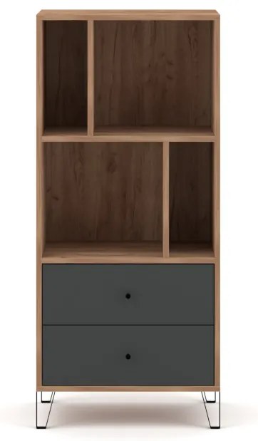 Polcos szekrény 2 fiókkal Craft Tobacco / grafit színkombinációban – BILBAO BL07