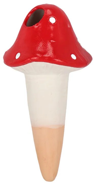 Terrakotta vízadagoló, növénycsepegtető, virágföldbe szúrható, légyölő galócás