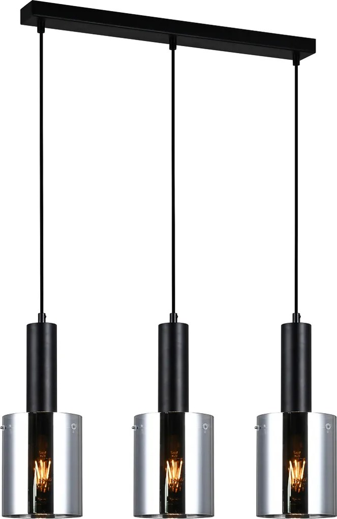 Italux glamour modern függeszték sardo fekete füstös itxpnd-5581-3-bk+sg