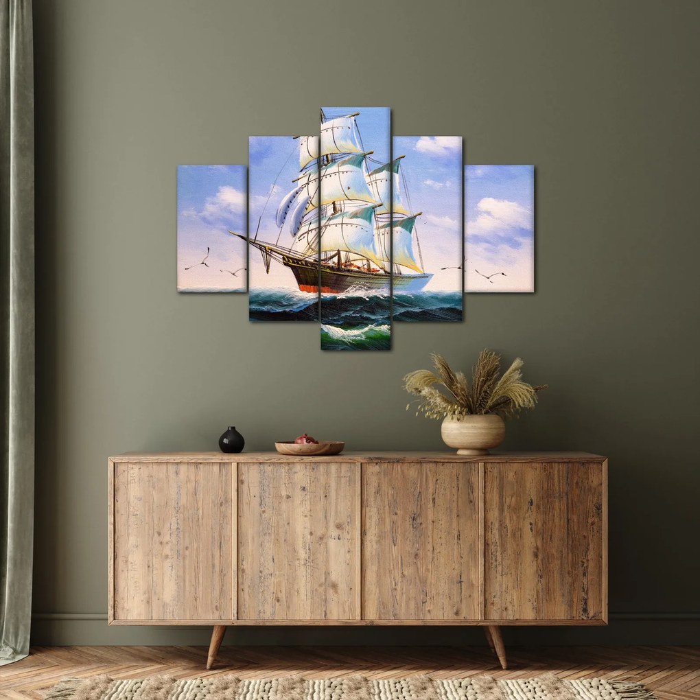 Kép egy hajóról a hullámokon (150x105 cm)
