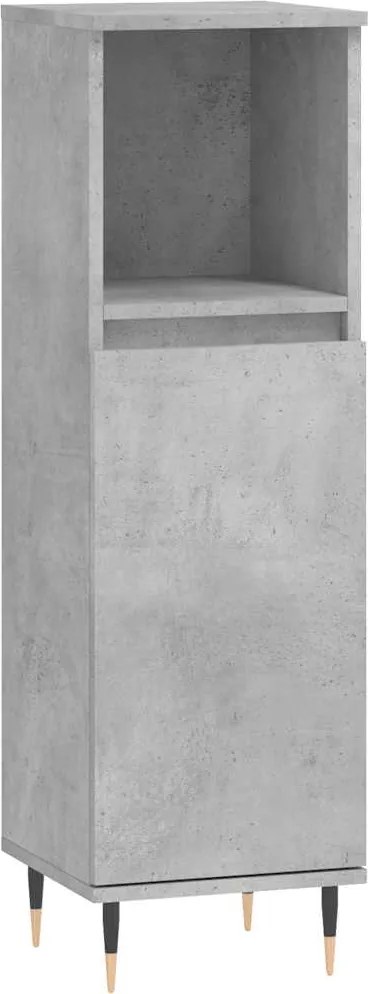 vidaXL betonszürke szerelt fa fürdőszobaszekrény 30 x 30 x 100 cm