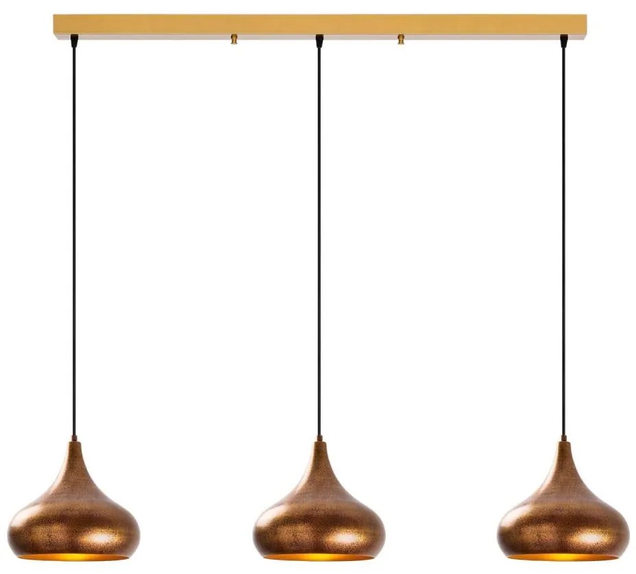 Elegáns MUBA kábelre függesztett csillár 3xE27/40W/230V, rézszínű