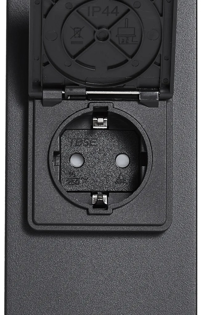 Modern kültéri oszlopos lámpa fekete füstüveggel 50 cm alkonyatérzékelővel IP44 - Denmark