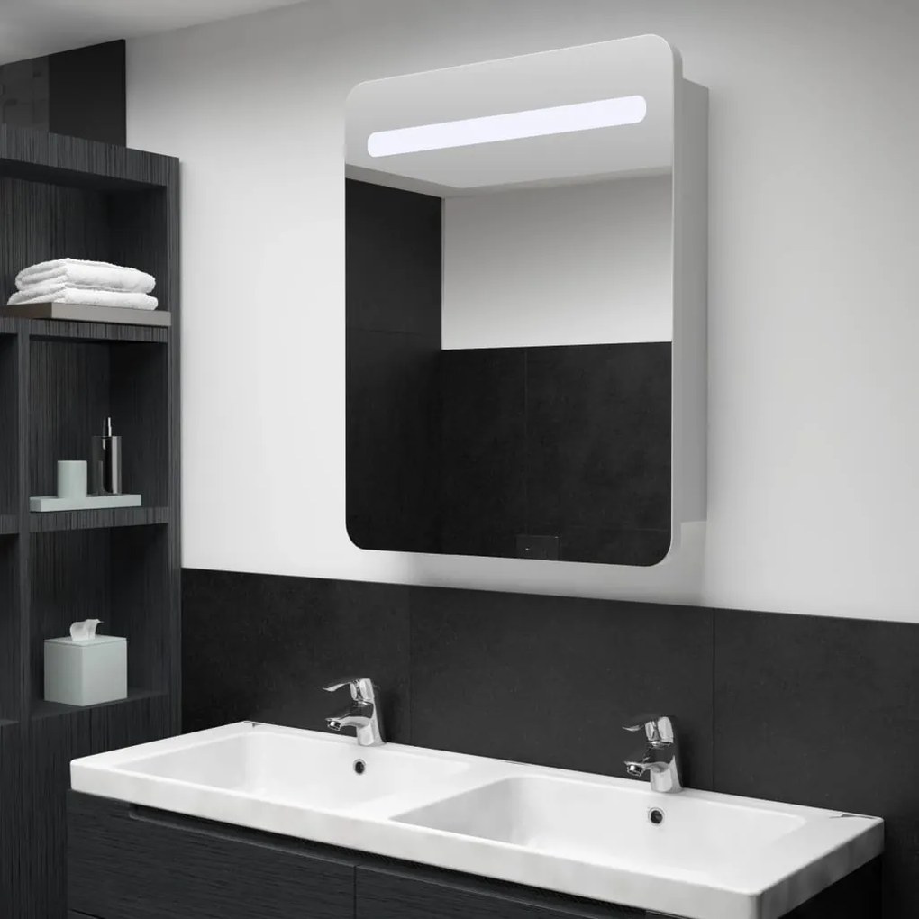 tükrös fürdőszobaszekrény LED világítással 60 x 11 x 80 cm