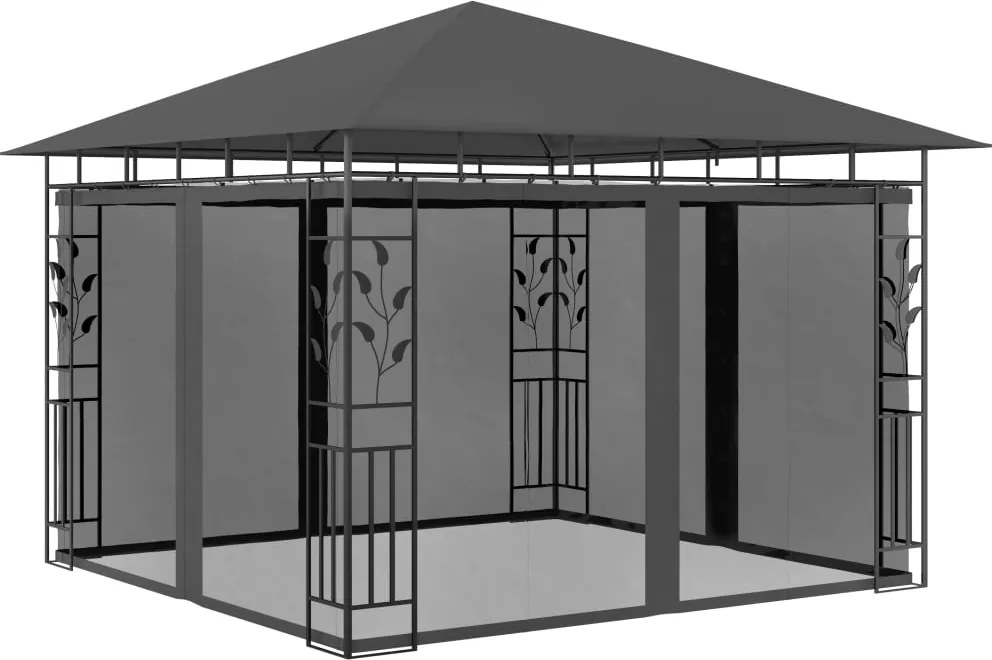 vidaXL antracitszürke pavilon szúnyoghálóval 3 x 3 x 2,73 m 180 g/m²