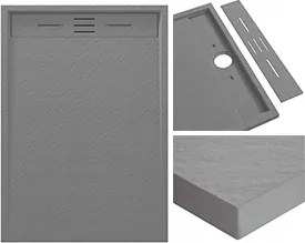 Szürke Téglalap Alakú Zuhanytálca 100 x 80 CM Viva Kompozit