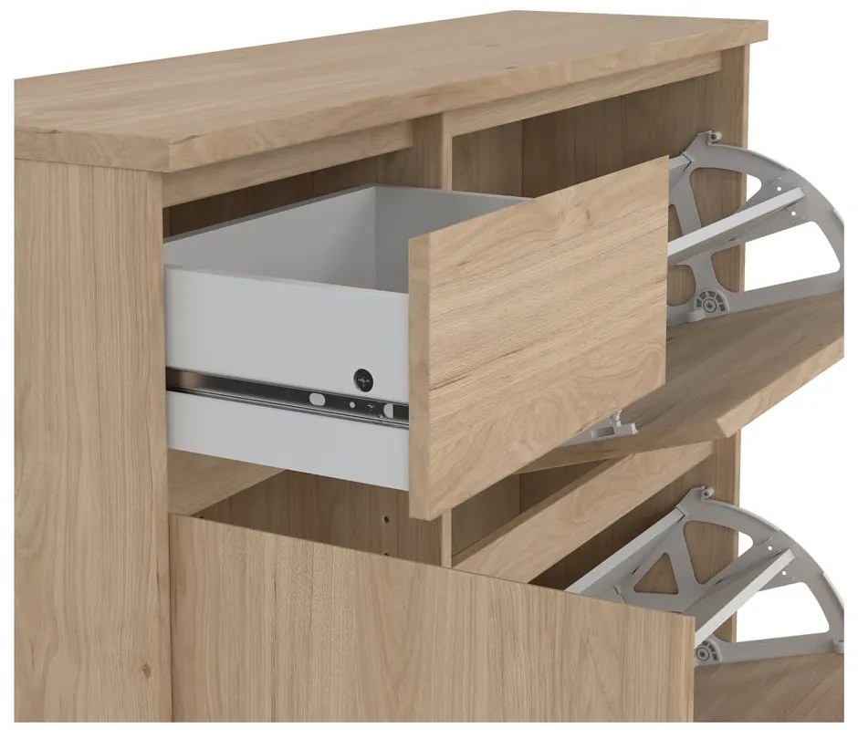 Natúr színű billenő ajtós cipőtartó tölgyfa dekorral 109x93x32 cm Naia – Tvilum