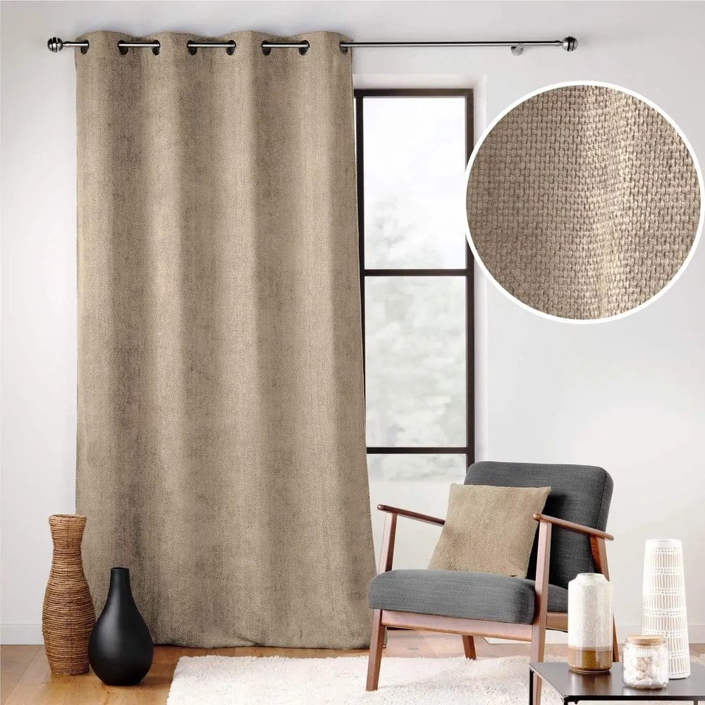 Világosbarna zsenília függöny 140x260 cm Leo – douceur d'intérieur