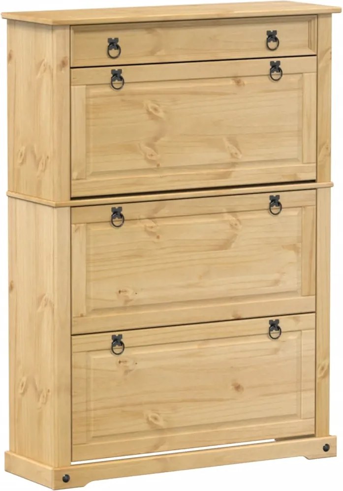 vidaXL Corona tömör fenyőfa cipőszekrény 99x32x138 cm