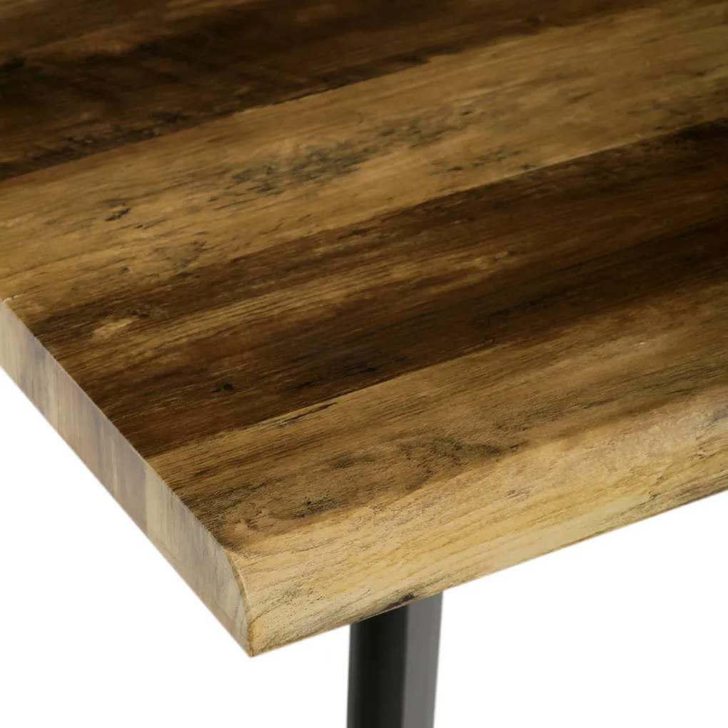 Masă de sufragerie, 130x80x75 cm, blat MDF, decor lemn vechi, picioare metalice