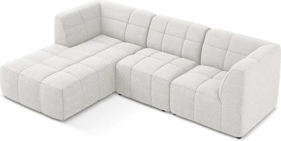 Fehér buklé sarokkanapé (bal oldali-heverő résszel) Aloha – Makamii