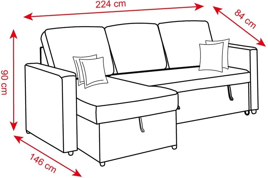 Catini KIMBERLAND kihúzható sarok ülőgarnitúra tárolóhellyel