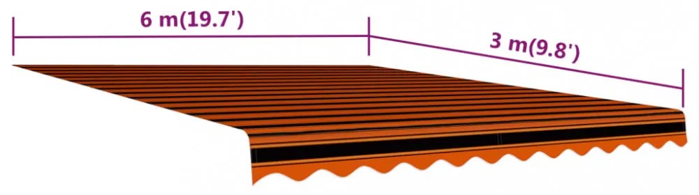 narancssárga és barna napellenző ponyva 600 x 300 cm