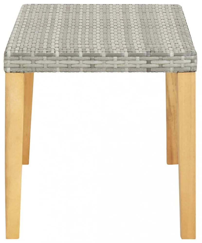 szürke polyrattan és tömör akácfa kerti pad 120 cm