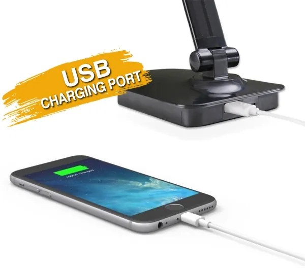 ONLI - LED Dimmelhető asztali lámpa USB porttal DESKI LED/7W/230V 4000K fekete