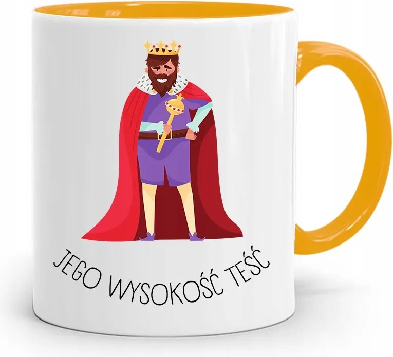 Sárga Bögre Az Apósnak Őfelsége Após Ajándék fényképes nyomtatással