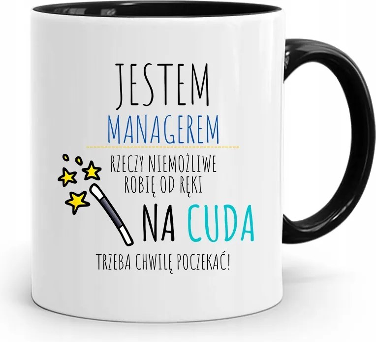 Menedzser Bögre Fekete Ajándék fényképes nyomtatással