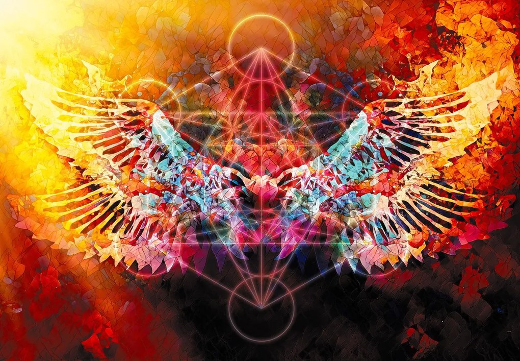 Fotótapéta - Merkaba szárnyakkal, absztrakciókkal (147x102 cm)
