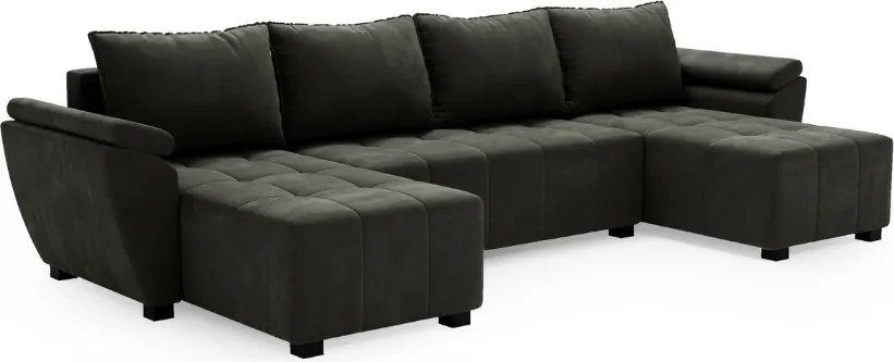 U alakú kinyitható kanapészett LIVARO 305x140 cm, sötétszürke