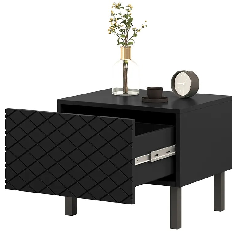 Scalia II 50 1SZ éjjeliszekrény szett 2 db - fekete matt / fekete lábak