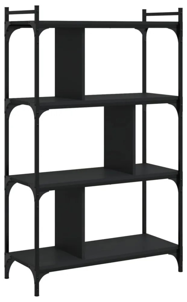4 szintes fekete szerelt fa könyvespolc 76 x 32 x 123 cm