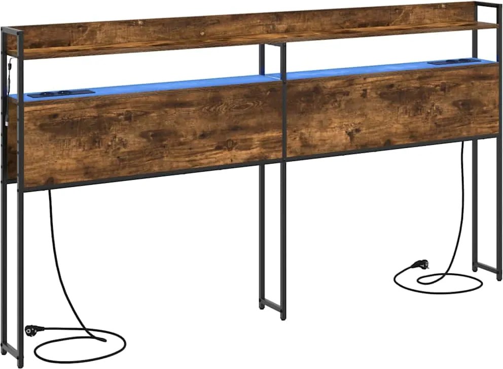 vidaXL Tároló fejtámla polcokkal Füstölt tölgy 180 cm Faanyag