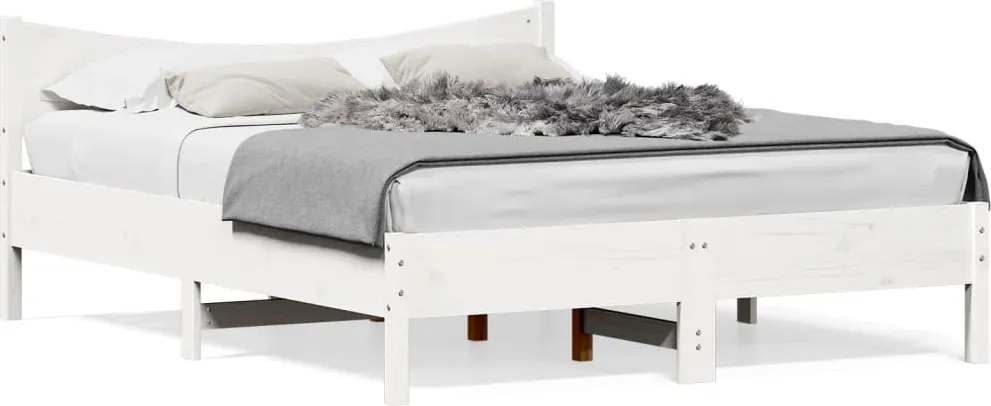 vidaXL fehér tömör fenyőfa ágy matrac nélkül 160 x 200 cm