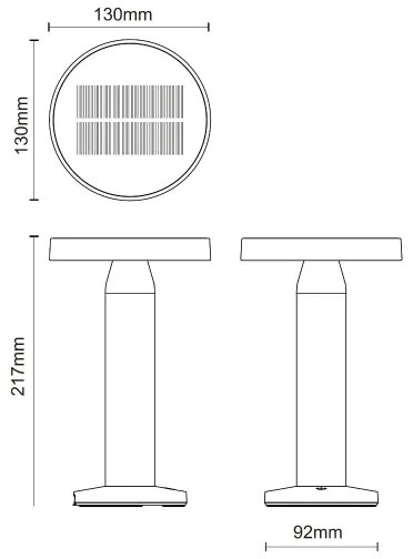 Zuma Line DT33611 - CARLI LED napelemes lámpa 2W, 2000 mAh, IP44 fekete