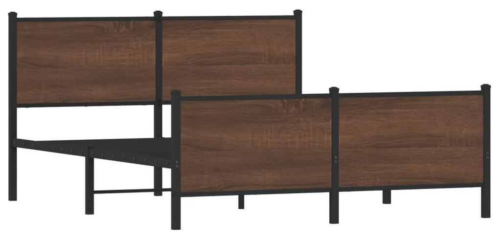 barna tölgy színű fém ágykeret matrac nélkül 150 x 200 cm