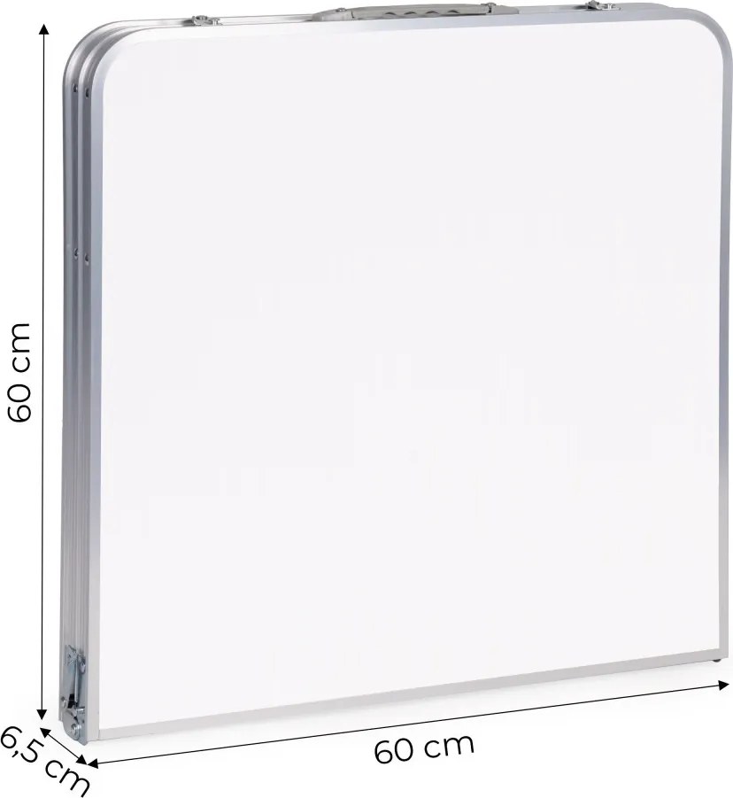 Kerti asztal, MultiGarden GMFC-FY12060, fehér, 120 x 60 cm, összecsukható, állítható magasság (60–70 cm), hordfogantyúval, teherbírás: 50 kg
