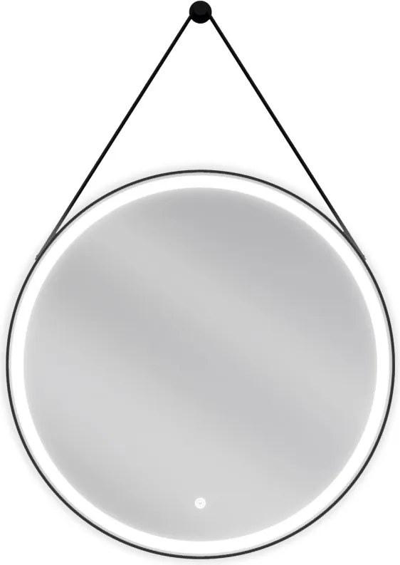 Mexen Reni, LED fürdoszobai tükör háttérvilágítással 70x70 cm, 6000K, fekete keret, páramentes, 9812-070-070-611-70