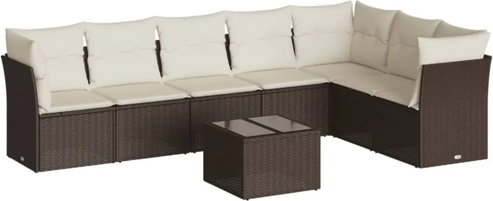 vidaXL 8 részes barna polyrattan kerti ülőgarnitúra párnákkal