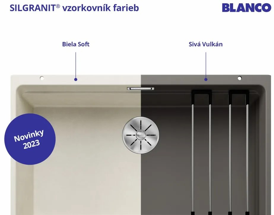 Blanco Subline 400-U, szilgránit mosogató a munkalap alatt 400x400x190 mm, 1 kamrás, szürke vulkán, BLA-527349