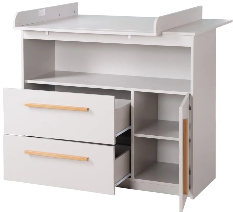 Világosszürke gyerek komód pelenkázó feltéttel 107x98x75 cm Lea – Roba