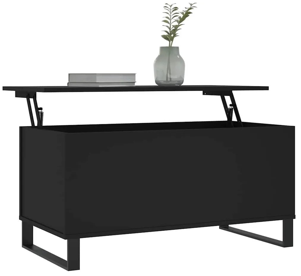 Fekete szerelt fa dohányzóasztal 90x44,5x45 cm