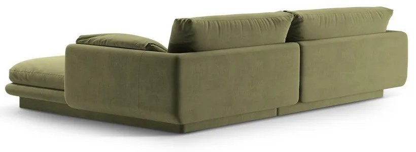Világoszöld bársony sarokkanapé (bal oldali-heverő résszel) Torino – Micadoni