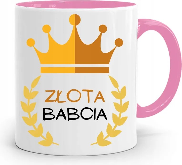 Rózsaszín Bögre Nagymamáknak Arany Nagymama nyomott mintával
