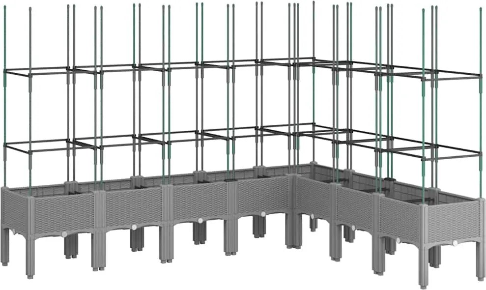 vidaXL világosszürke PP rácsos kerti ültetőláda 200 x 160 x 142,5 cm