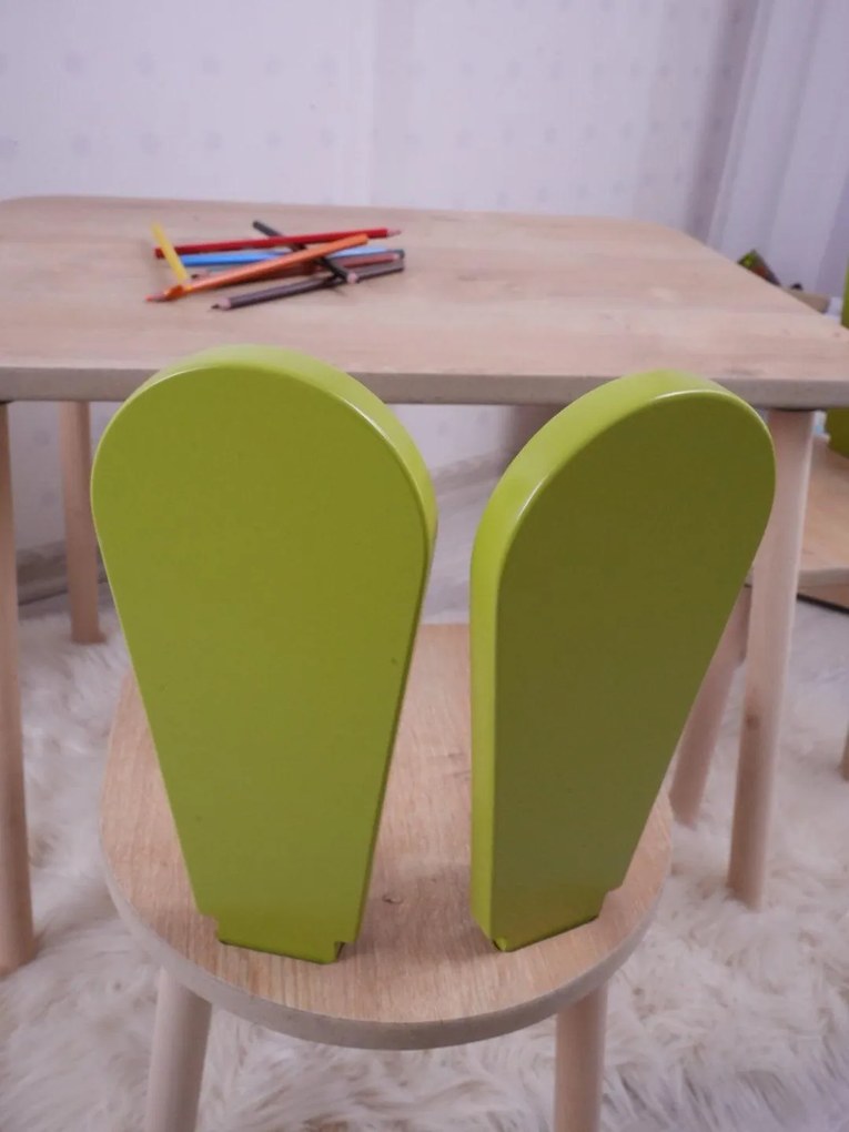 Gyerekasztal székekkel Bunny One Chair Set - Pistachio Green, Brown