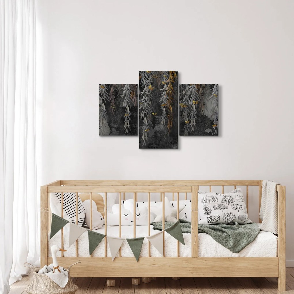 Kép -Fűzfa gallyak fekete háttérrel (90x60 cm)