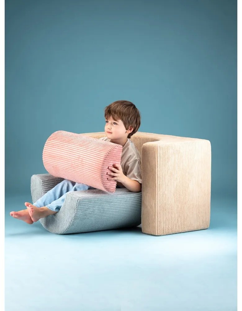 Világosbarna kordbársony habszivacs játszótér 3 db-os magasság 37 cm 75x49 cm Rainbow Montessori – Wigiwama