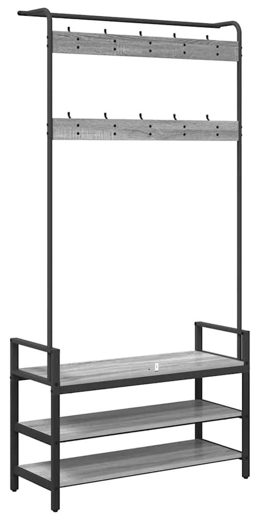 Kabáthorog polcokkal Szürke sonoma 95 x 34 x 184 cm Faanyag