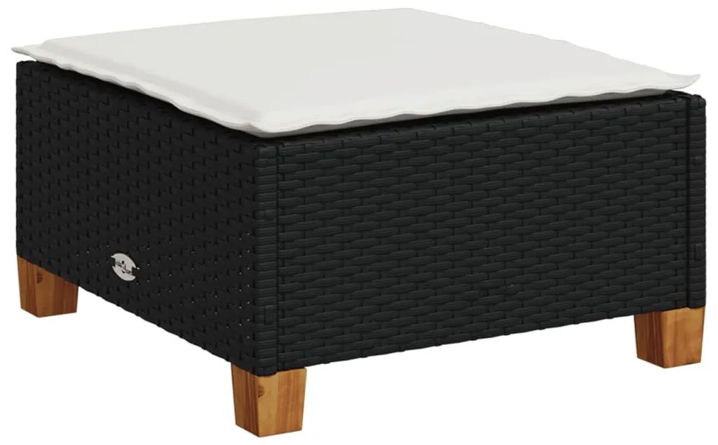 Fekete polyrattan kerti szék párnával 63,5 x 56 x 32 cm