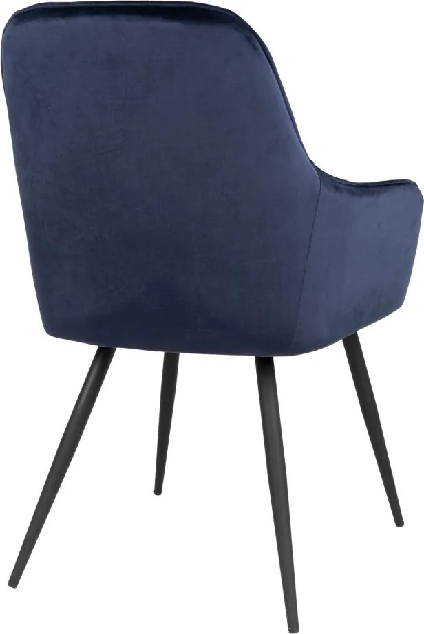 2 db Harbo étkezőszék, kárpitozott, fém lábakkal, bársony, kék