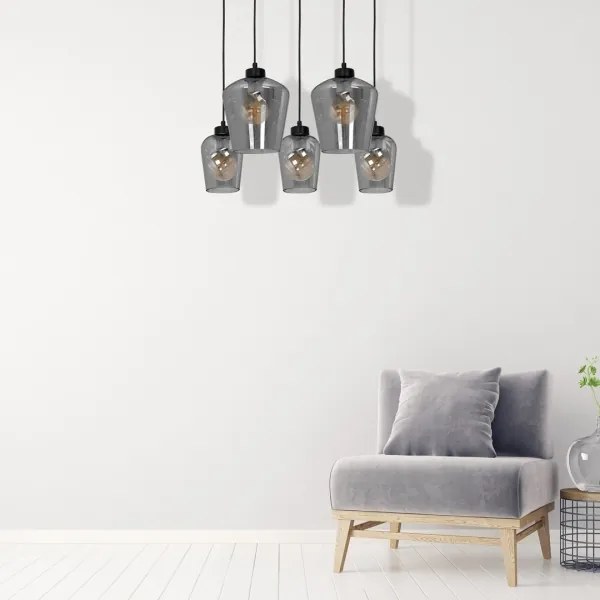 Csillár SANTIAGO 5xE27 / 60W / 230V fekete