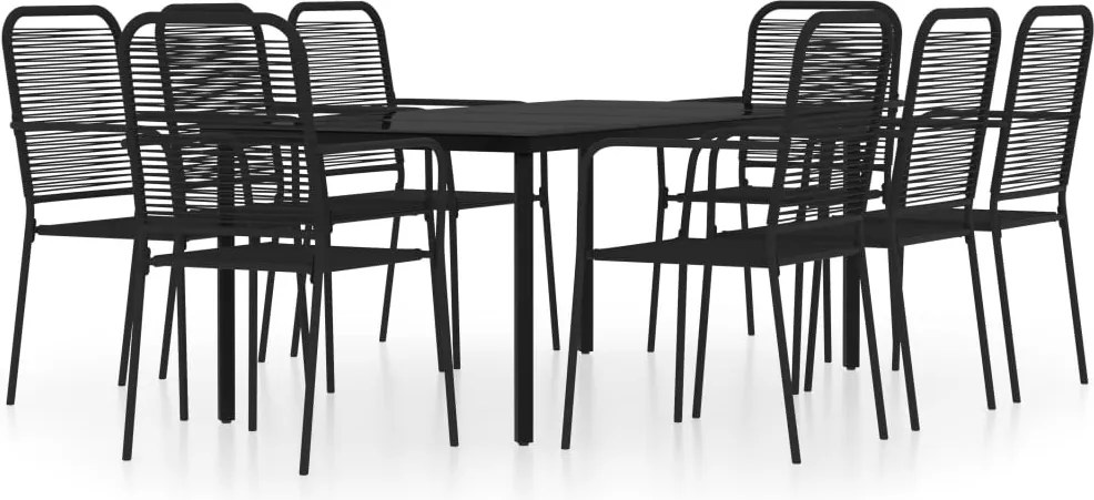 vidaXL 9 részes fekete kerti étkezőgarnitúra