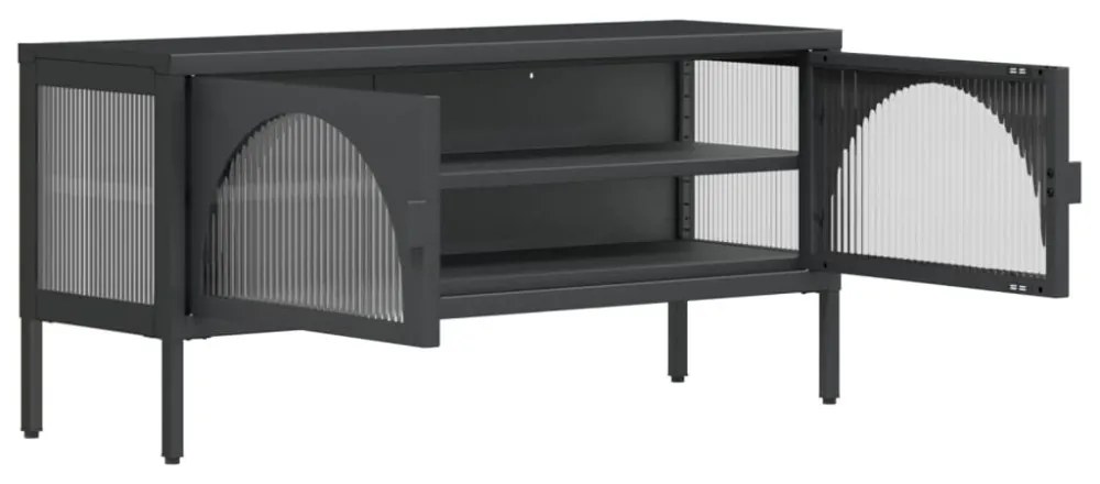 fekete üveg és acél TV-szekrény 105 x 35 x 50 cm