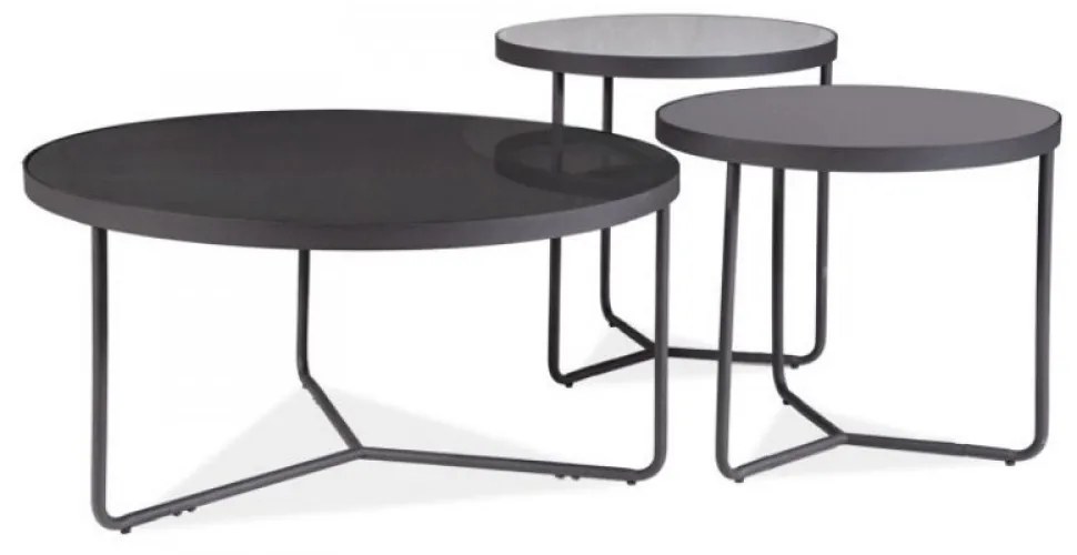 Artemida dohányzóasztal szett Fekete - Szürke 80 cm